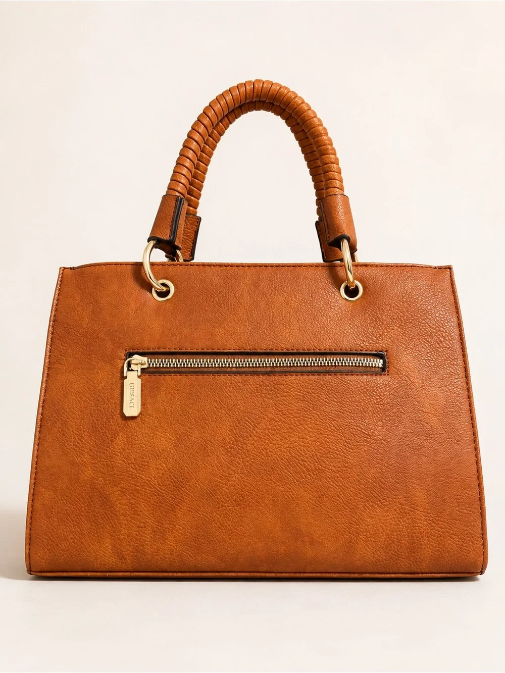 GUSSACI Terracotta Vegan Leather Satchel Bag w/ Removable Shoulder Strap NWT